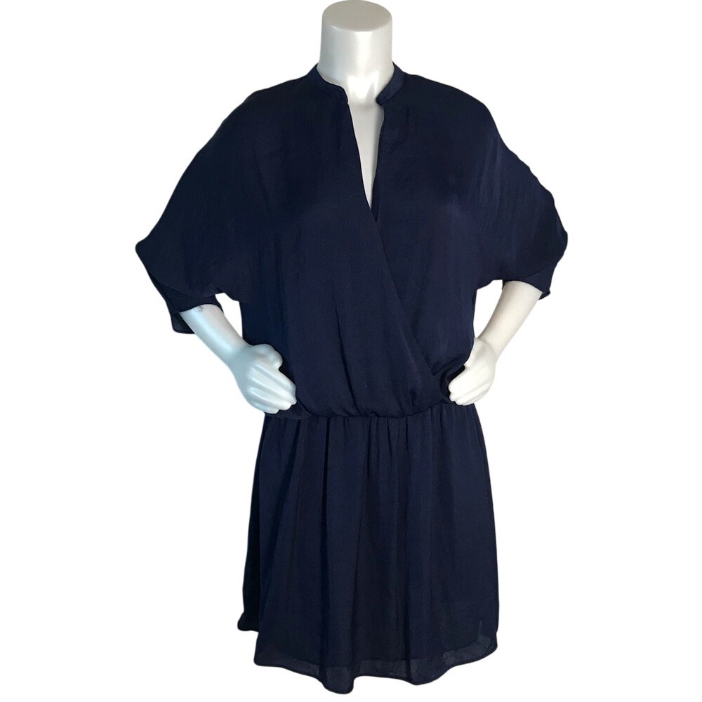 ZARA NAVY BLUE DOLMAN SLEEVE SURPLICE DRESS